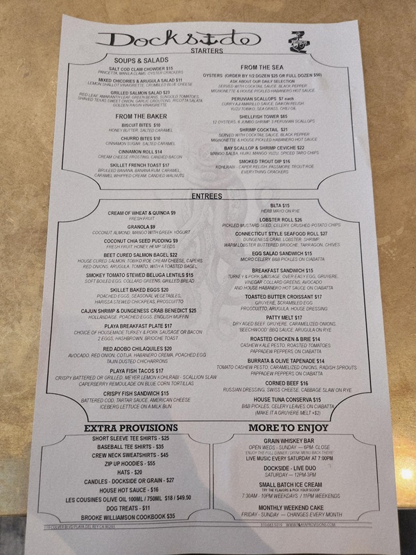 Playa Provisions Menu - Image 1